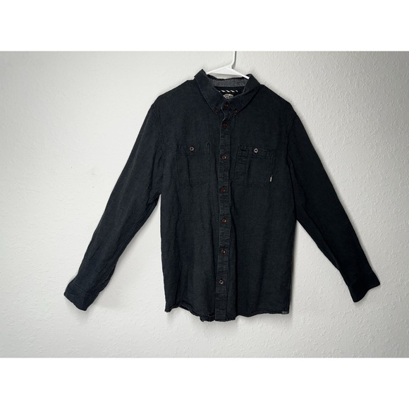 Vans Off the Wall Button Down Shirt Long Sleeve Pocket Gray Casual Men's Medium - Picture 1 of 7